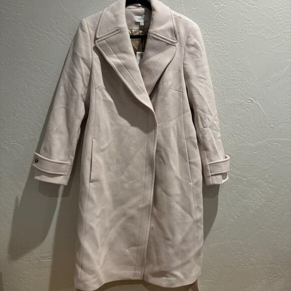 REISS Petite‎ Relaxed Wool Blend Mid Length Neutral Belted Coat Size 12 NWT - Picture 14 of 14